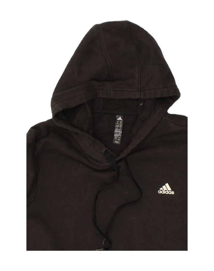 ADIDAS Womens Hoodie Jumper UK 12/14 Medium Black Cotton | Vintage Adidas | Thrift | Second-Hand Adidas | Used Clothing | Messina Hembry 