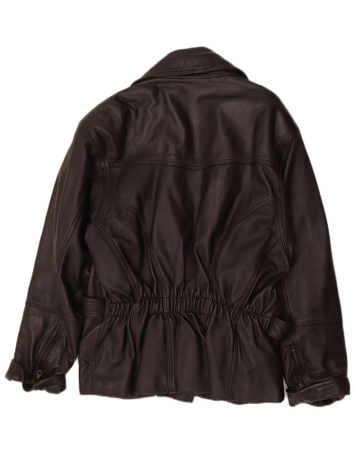 Vintage Damen Leder Bikerjacke UK 14 Mittelschwarzes Leder