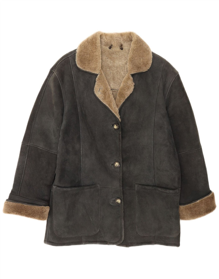 Your Sixth Sense Damen Shearling Jacke UK 18 XL Graues Leder