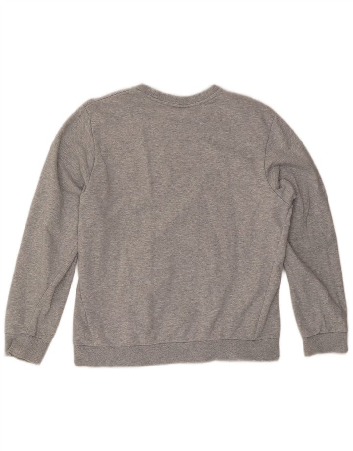 Lotto Damen Grafik-Sweatshirt-Pullover UK 14 Mittelgrau gefleckte Baumwolle