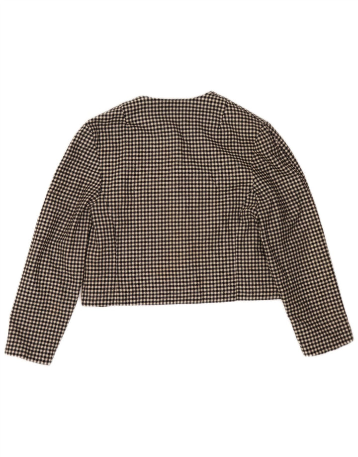 Vintage Damen Bolero Jacke UK 12 Mittelschwarze Hahnentrittwolle