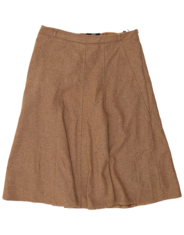 Marks & Spencer Damen A-Linienrock UK 14 Large W32 Beige Schurwolle