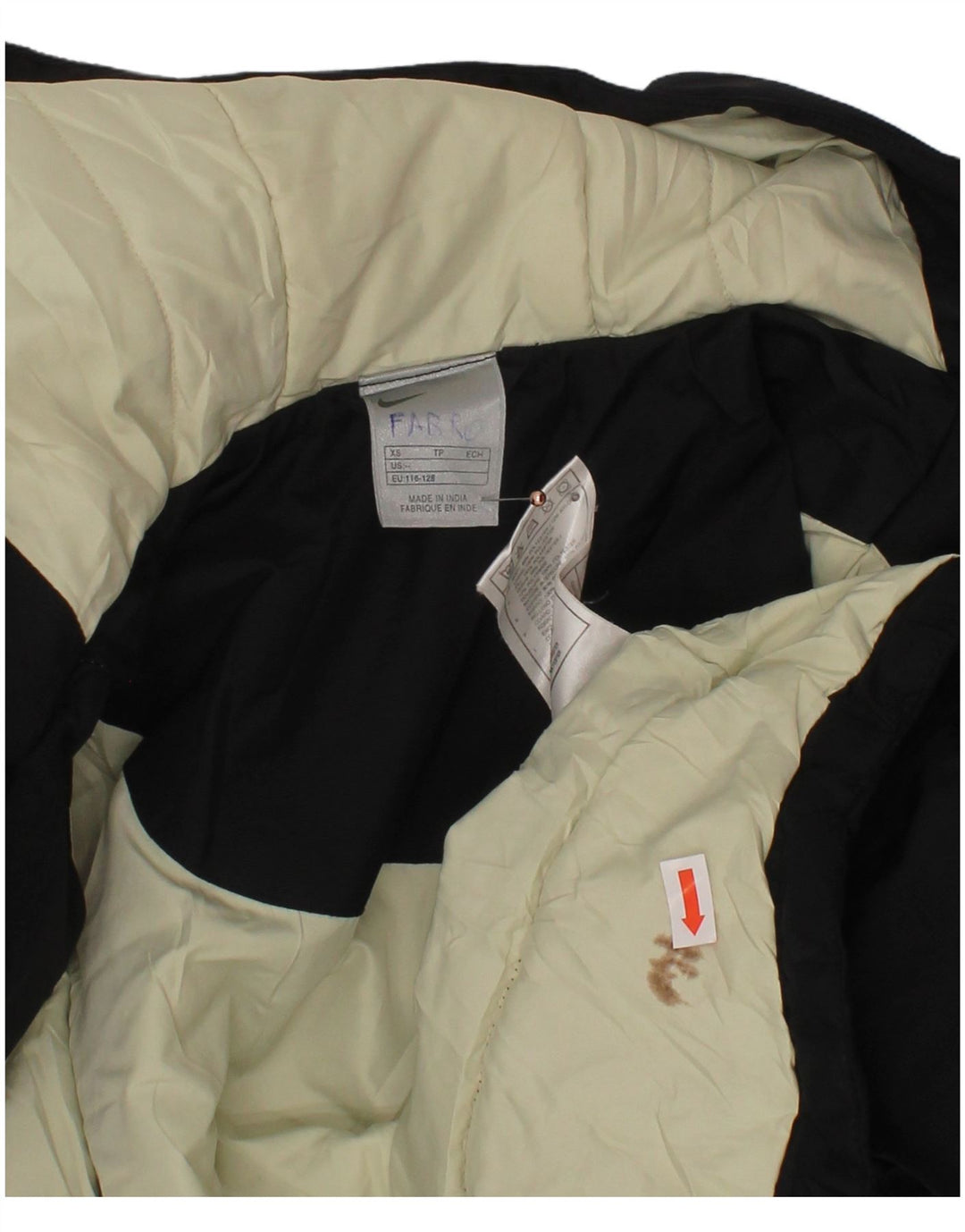 NIKE Wattierte Jacke mit Kapuze für Jungen, 6–7 Jahre, XS, schwarzes Polyester