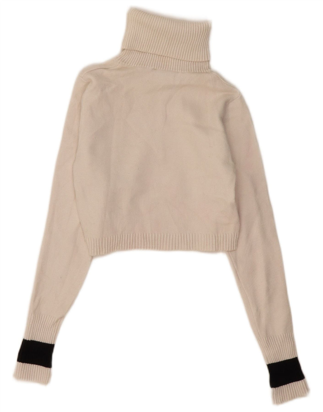 Zara Damen Crop Rollkragenpullover Pullover UK 12 Mittelweiß Farbblock