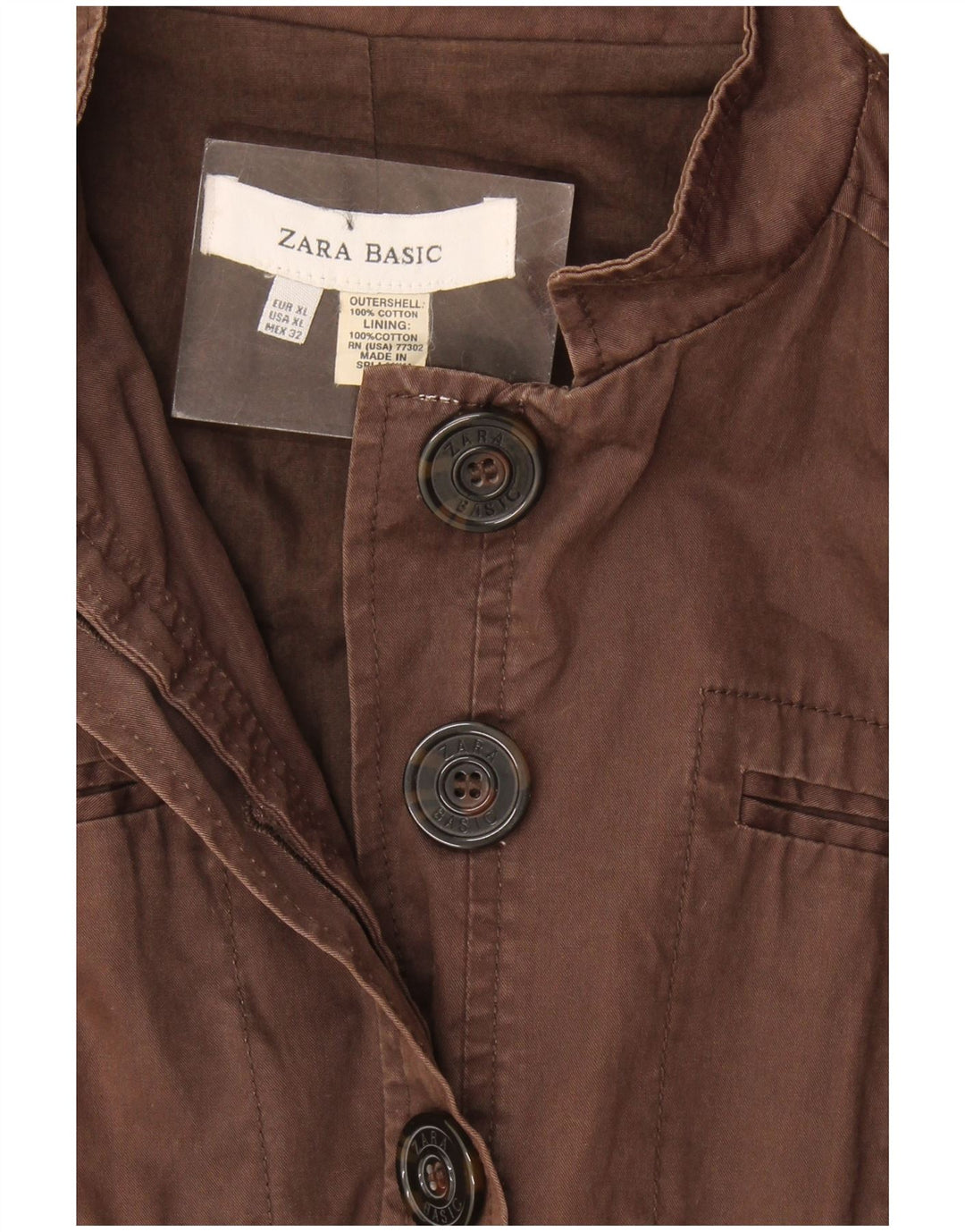 Zara Damen Militärjacke UK 18 XL Braune Baumwolle