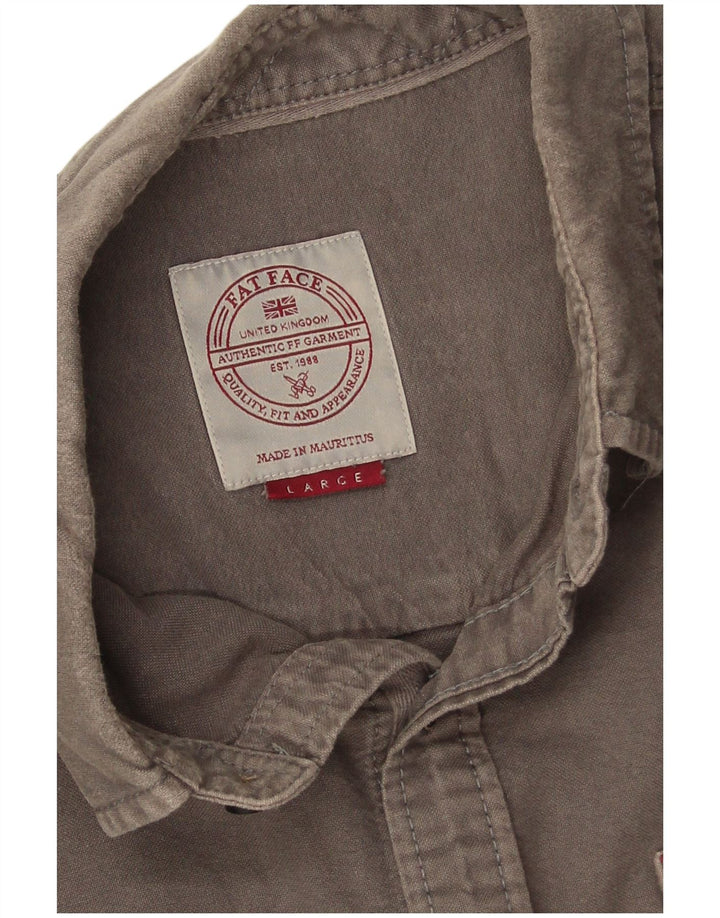 Fat Face Herren-Hemd, groß, aus grauer Baumwolle