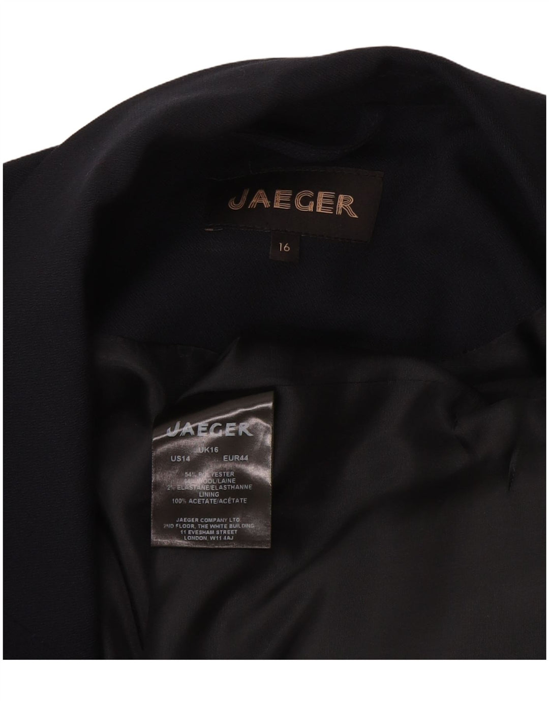 Jaeger Damen Longline ärmellose Blazerjacke UK 16 Large Marineblau