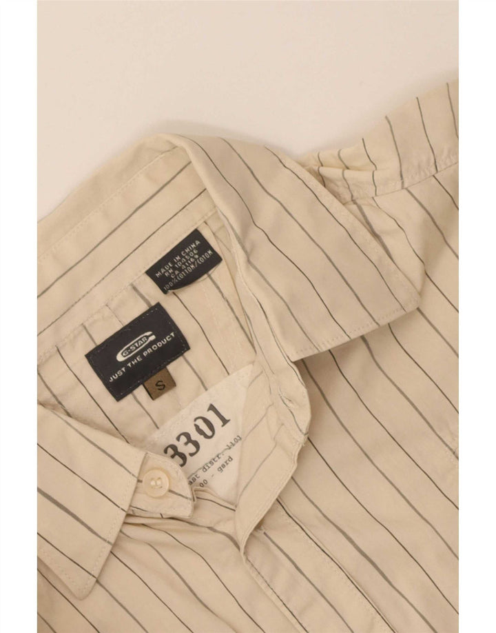 G-Star Herren Grafikhemd Small Beige Nadelstreifen Baumwolle