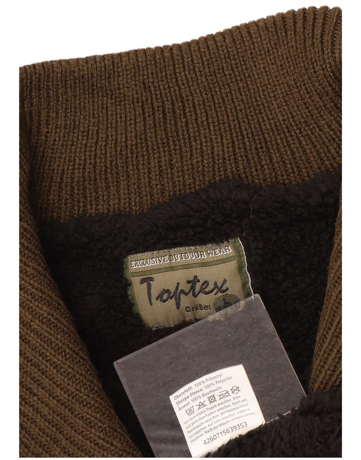 VINTAGE Herren-Pullover mit Reißverschluss, Größe 52/54, großes braunes Polyacryl