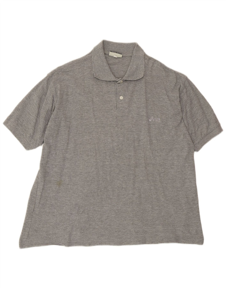 ASICS Herren-Poloshirt, große grau gefleckte Baumwolle