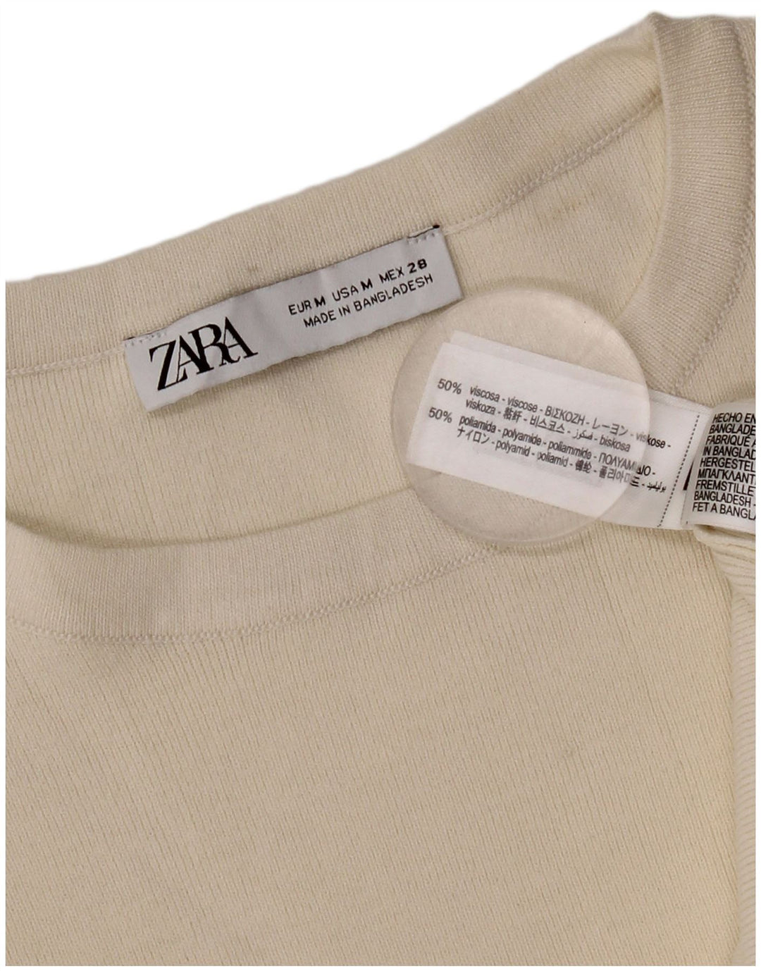 Zara Damen Übergroßes T-Shirt-Oberteil UK 14 Mittelweiße Viskose