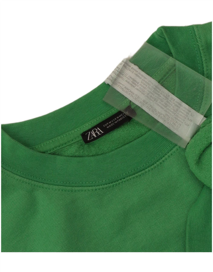 Zara Damen Crop Sweatshirt Pullover UK 14 Mittelgrünes Polyester