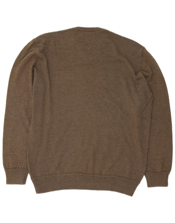 Marlboro Classics Herren-Pullover mit V-Ausschnitt, XL, Khaki, Wolle