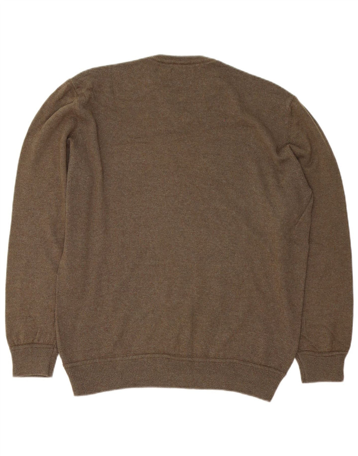 Marlboro Classics Herren-Pullover mit V-Ausschnitt, XL, Khaki, Wolle