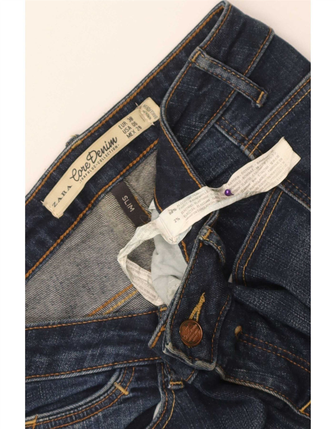 Zara Damen Slim Jeans EU 38 Small W28 L32 Blaue Baumwolle