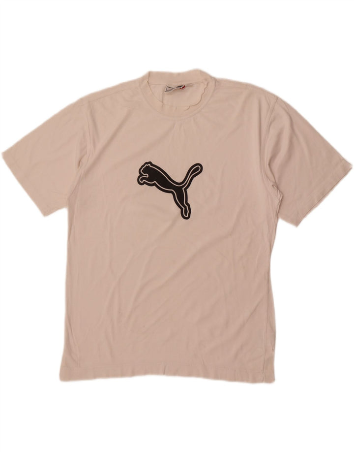 Puma Herren Grafik-T-Shirt-Oberteil aus mittelweißer Baumwolle