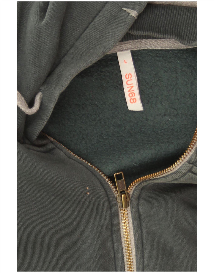 Sun68 Herren-Kapuzenpullover mit Reißverschluss, groß, grüne Baumwolle