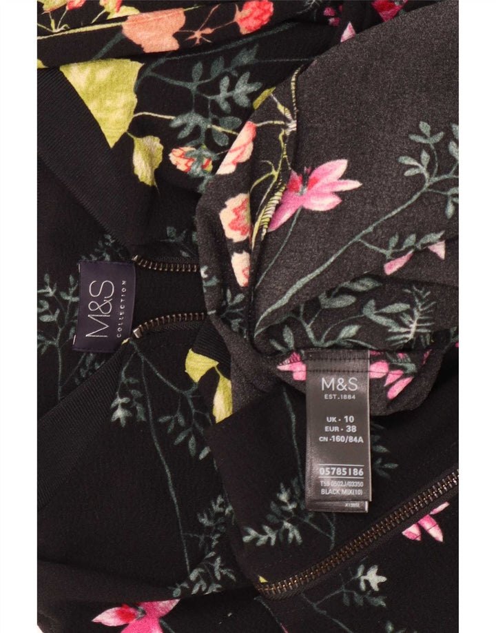 Marks & Spencer Damen-Bomberjacke in Übergröße, Gr. 10, Größe S, Schwarz, Blumenmuster