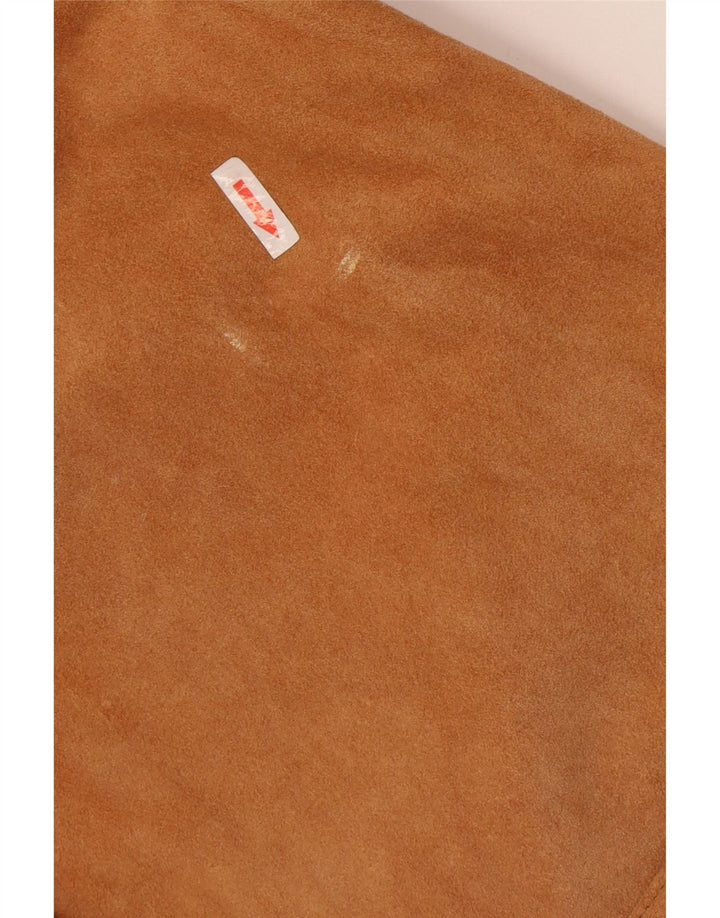 Vintage Damen Übergroße 4-Knopf-Wildleder-Blazerjacke IT 44 Mittelbraun