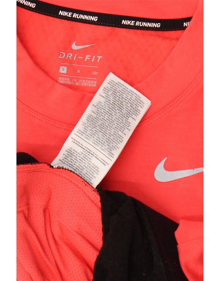 Nike Damen Dri Fit Übergroßes Top Langarm UK 10 Small Rot Farbblock