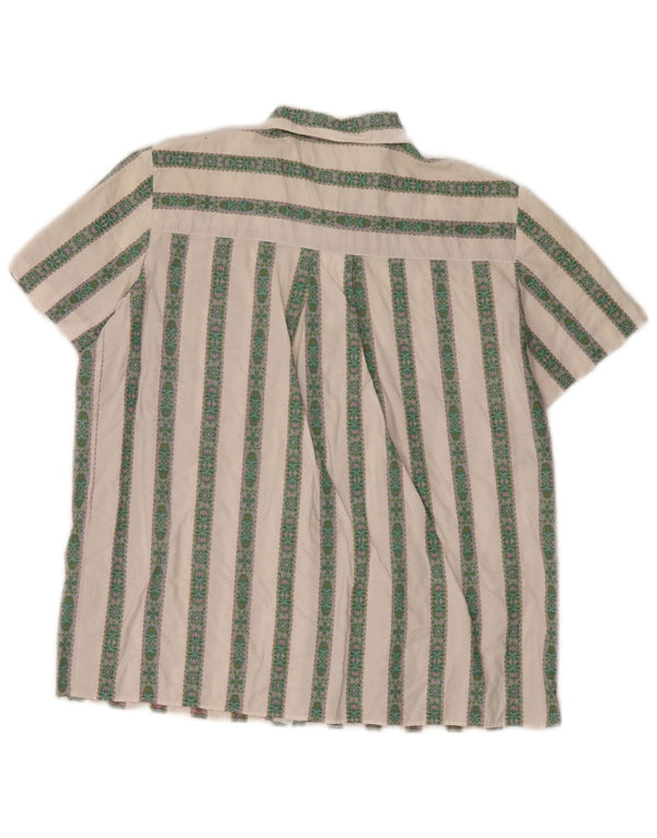 Vintage Damen Kurzarmshirt UK 16 Groß weiß gestreift