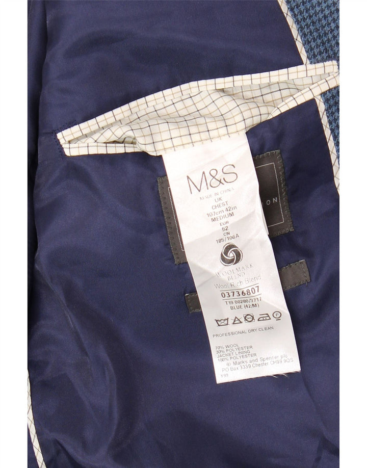 MARKS & SPENCER Herren-Blazer mit 2 Knöpfen, Gr. 42, Blau, Hahnentrittmuster