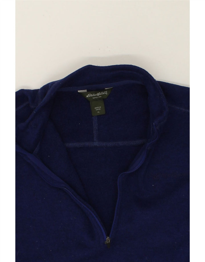 EDDIE BAUER Womens Zip Neck Sweatshirt Jumper UK 18 XL Navy Blue Polyester Vintage Eddie Bauer and Second-Hand Eddie Bauer from Messina Hembry 