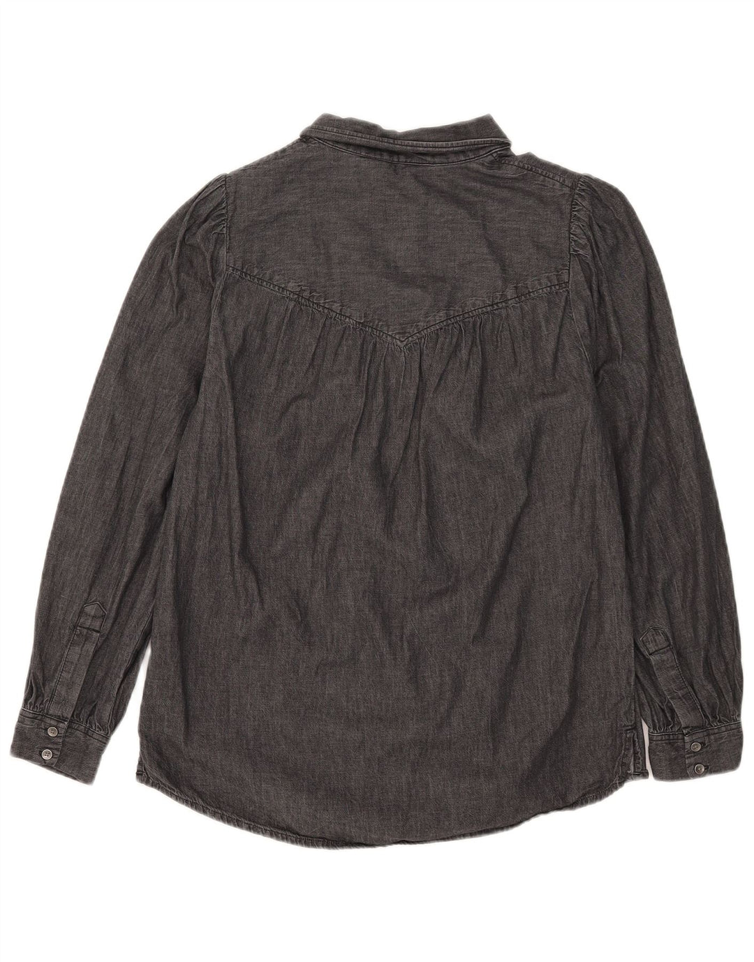 Marks & Spencer Damen Jeanshemd UK 12 Mittelschwarz gestreift aus Baumwolle