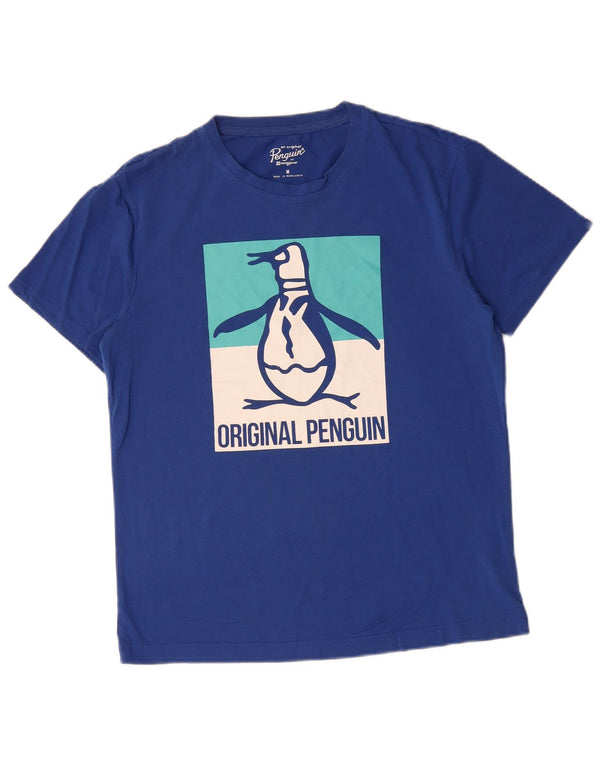 PENGUIN Herren-T-Shirt mit Grafik, mittelblaue Baumwolle