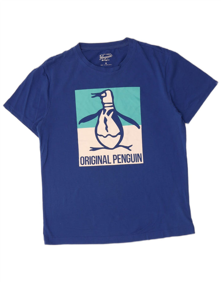 PENGUIN Herren-T-Shirt mit Grafik, mittelblaue Baumwolle