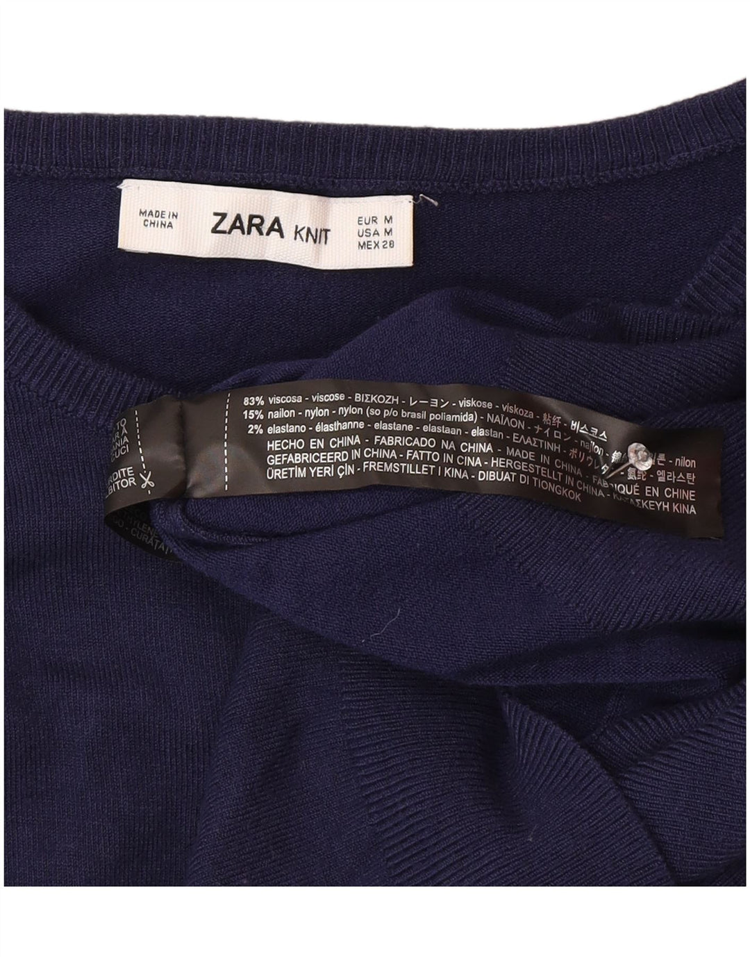 Zara Damen Strickjacke UK 12 Medium Marineblau