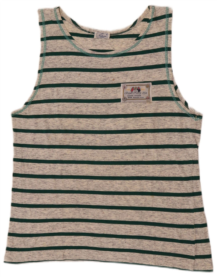 Vintage Herren Weste Top Mittelgrau gestreift