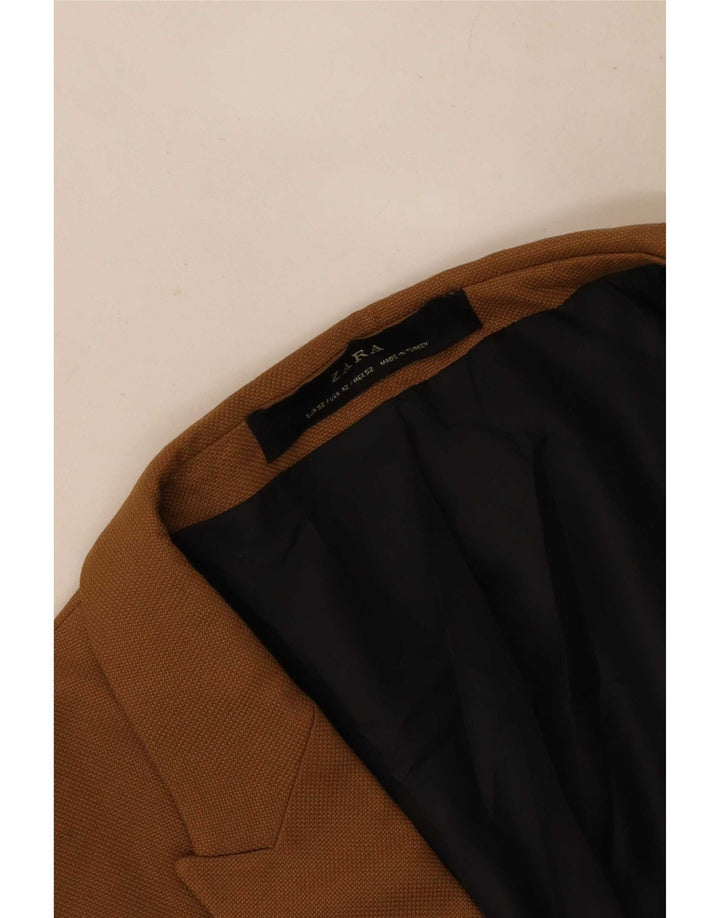 Zara Herren 1-Knopf-Blazerjacke EU 52 Large Braun