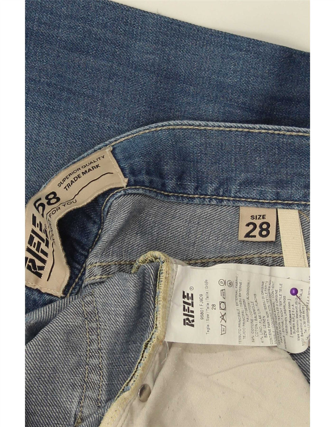 Rifle Damen Straight Jeans W28 L33 Blaue Baumwolle