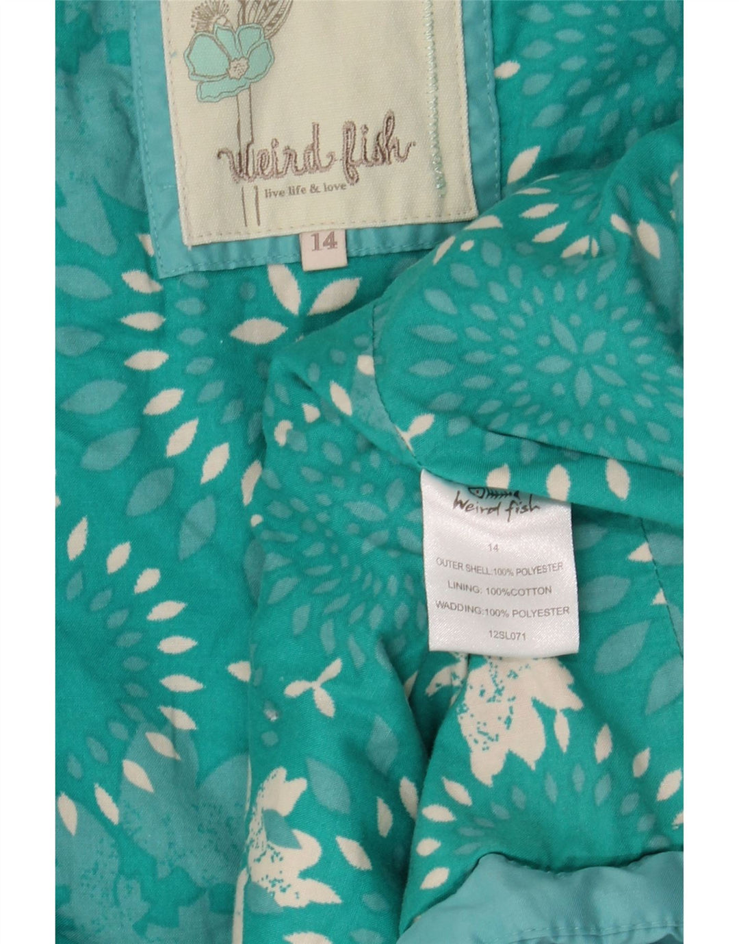 WEIRD FISH Damen Wattierte Weste UK 14 Large Türkis Polyester