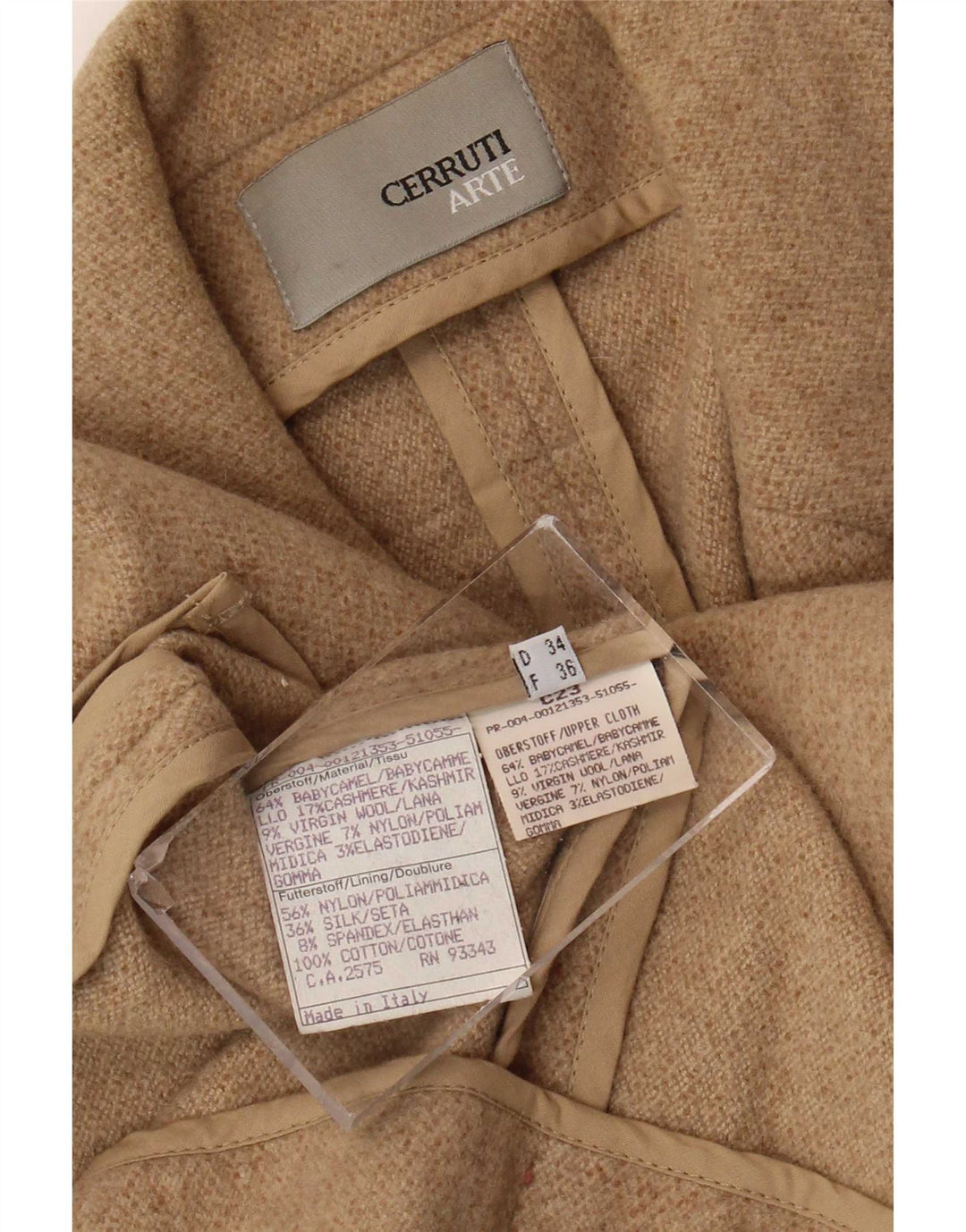 Cerruti Damen 2-Knopf-Blazerjacke EU 36 Small Beige Camelhair