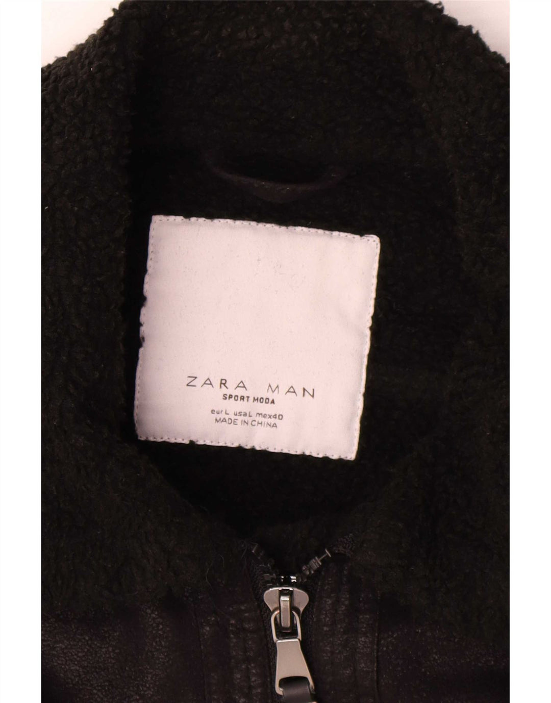 Zara Herren Sherpa Jacke UK 40 Large Schwarz