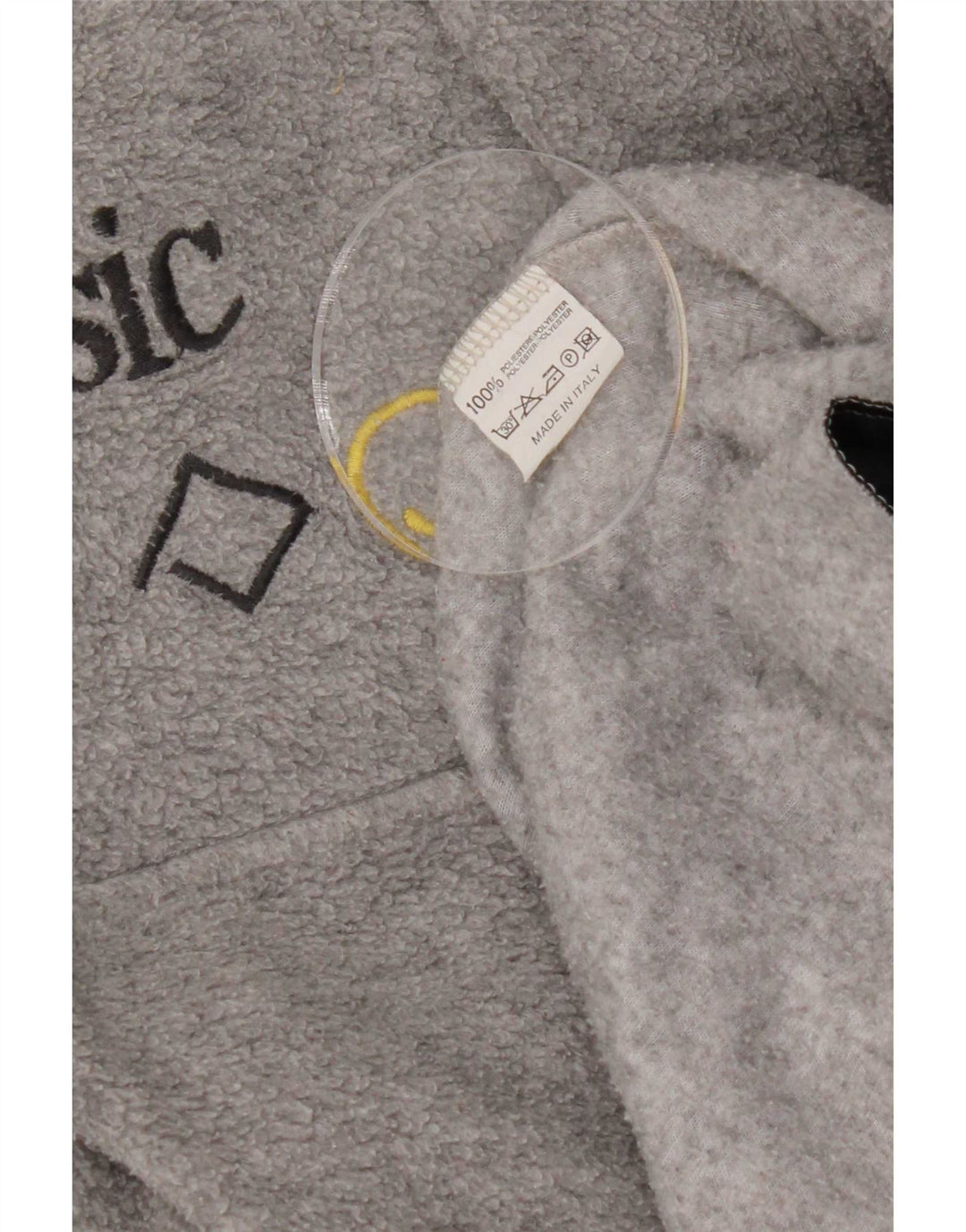 Basic Herren-Fleecepullover mit Reißverschluss am Hals, großes graues geometrisches Polyester