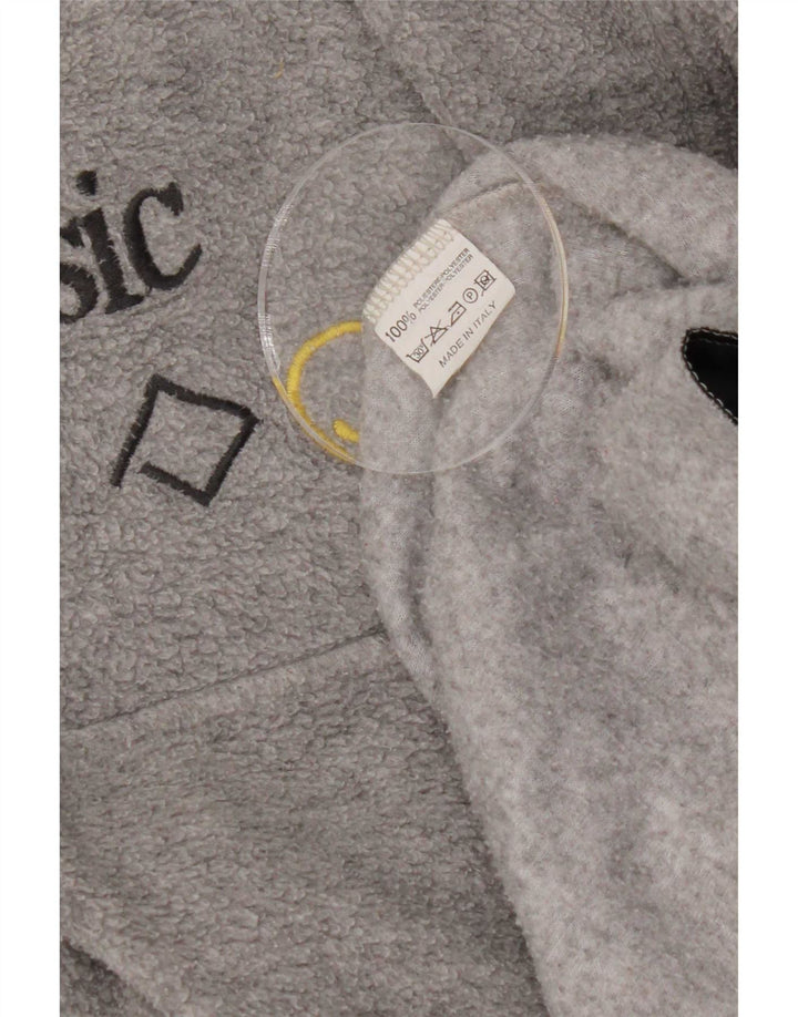 Basic Herren-Fleecepullover mit Reißverschluss am Hals, großes graues geometrisches Polyester