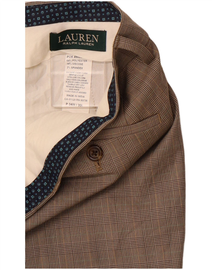 POLO RALPH LAUREN Gerade Herren-Anzughose W34 L30 Brauner Hahnentritt