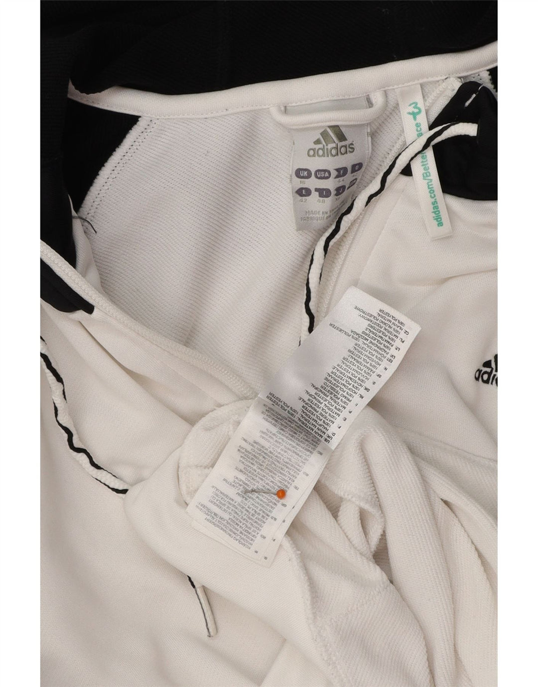 ADIDAS Damen-Kapuzenpullover mit Reißverschluss, UK 16, groß, weißes Farbblock-Polyester