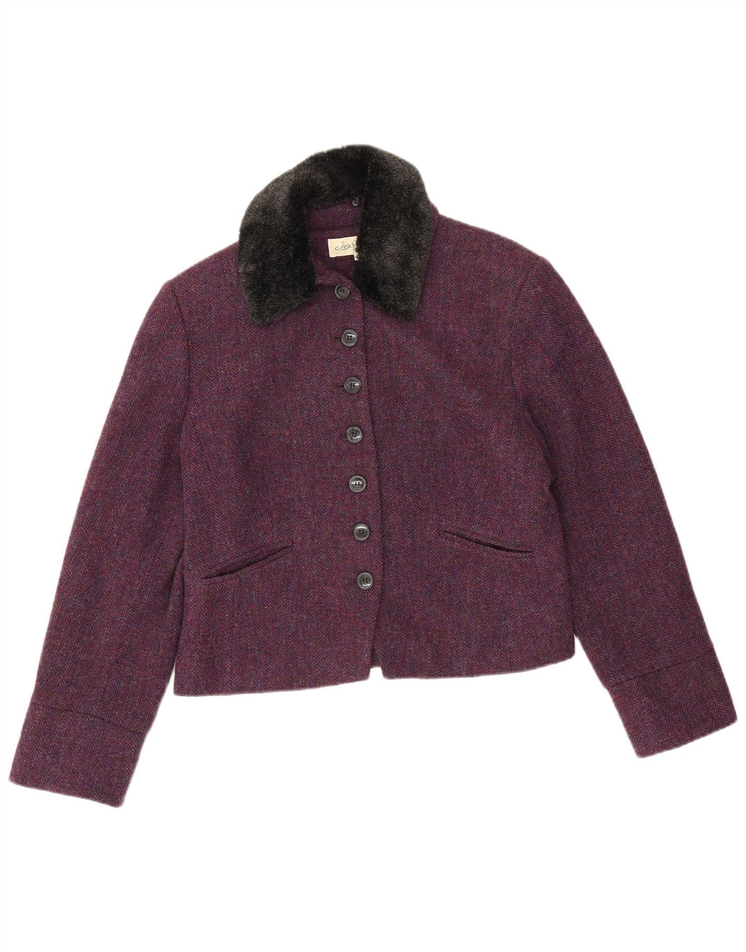Josephine Damen-Blazer mit 7 Knöpfen, IT 40, kleines Lila mit Fischgrätenmuster