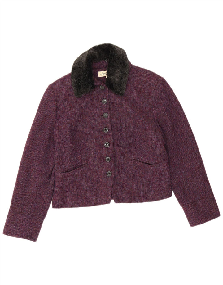 Josephine Damen-Blazer mit 7 Knöpfen, IT 40, kleines Lila mit Fischgrätenmuster