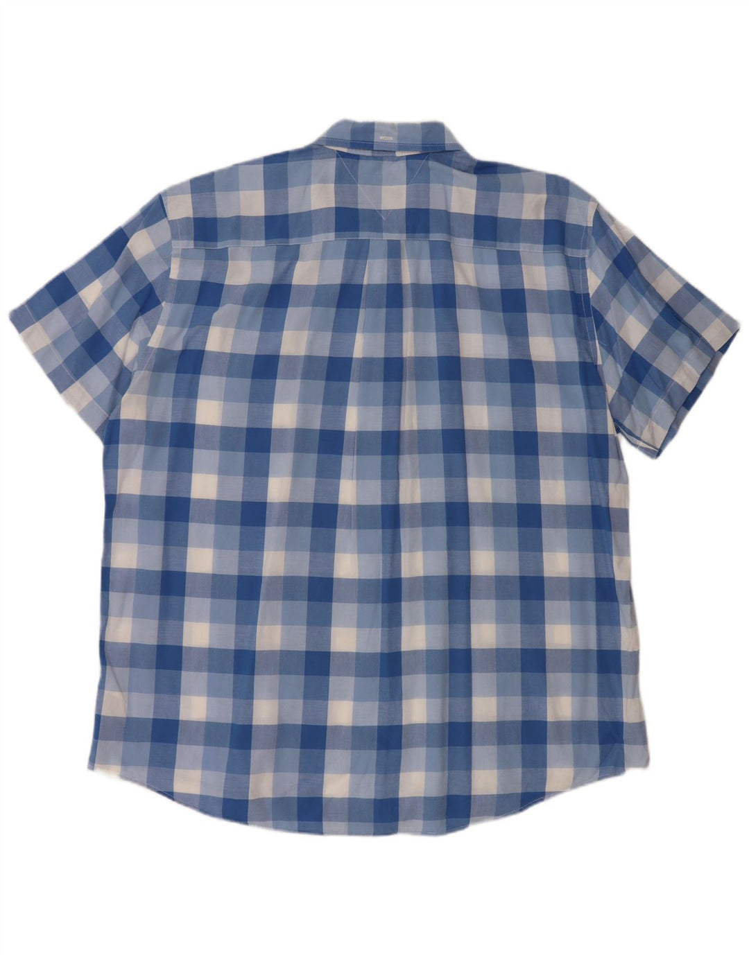 Tommy Hilfiger Herren-Kurzarmhemd XL, blau kariert, Baumwolle