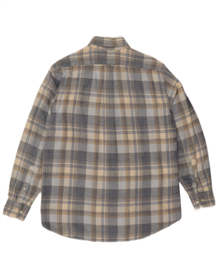 Norton & Wilson Herren-Flanellhemd, Größe 40, 15 3/4, mittelblau kariert