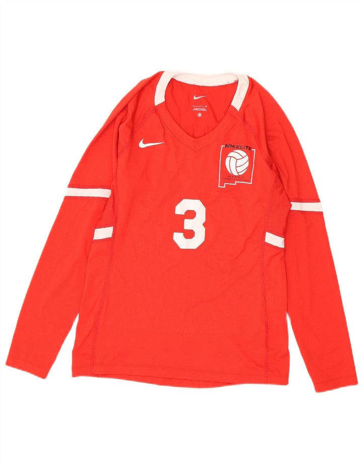Nike Herren Grafik-Oberteil, langärmelig, klein, rot, Polyester