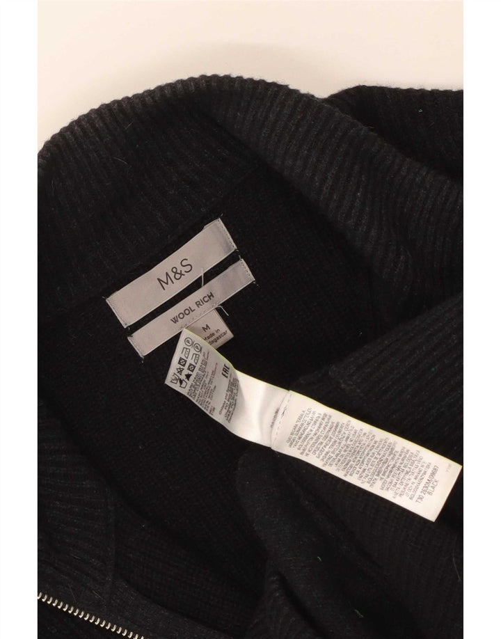 Marks & Spencer Herren-Cardigan-Pullover aus mittelschwarzer Wolle