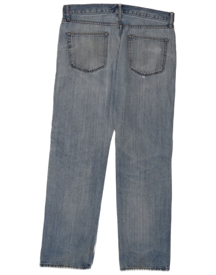 Marks & Spencer Herren Distressed Regular Straight Jeans W36 L31 Blaue Baumwolle