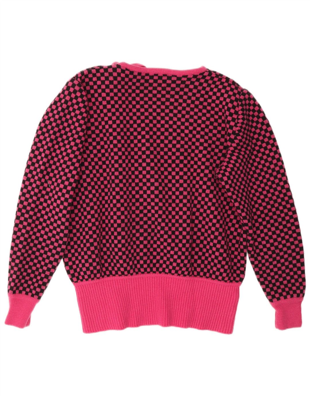 Valentino Damen-Pullover mit U-Boot-Ausschnitt, IT 46, große rosafarbene Gingham-Wolle