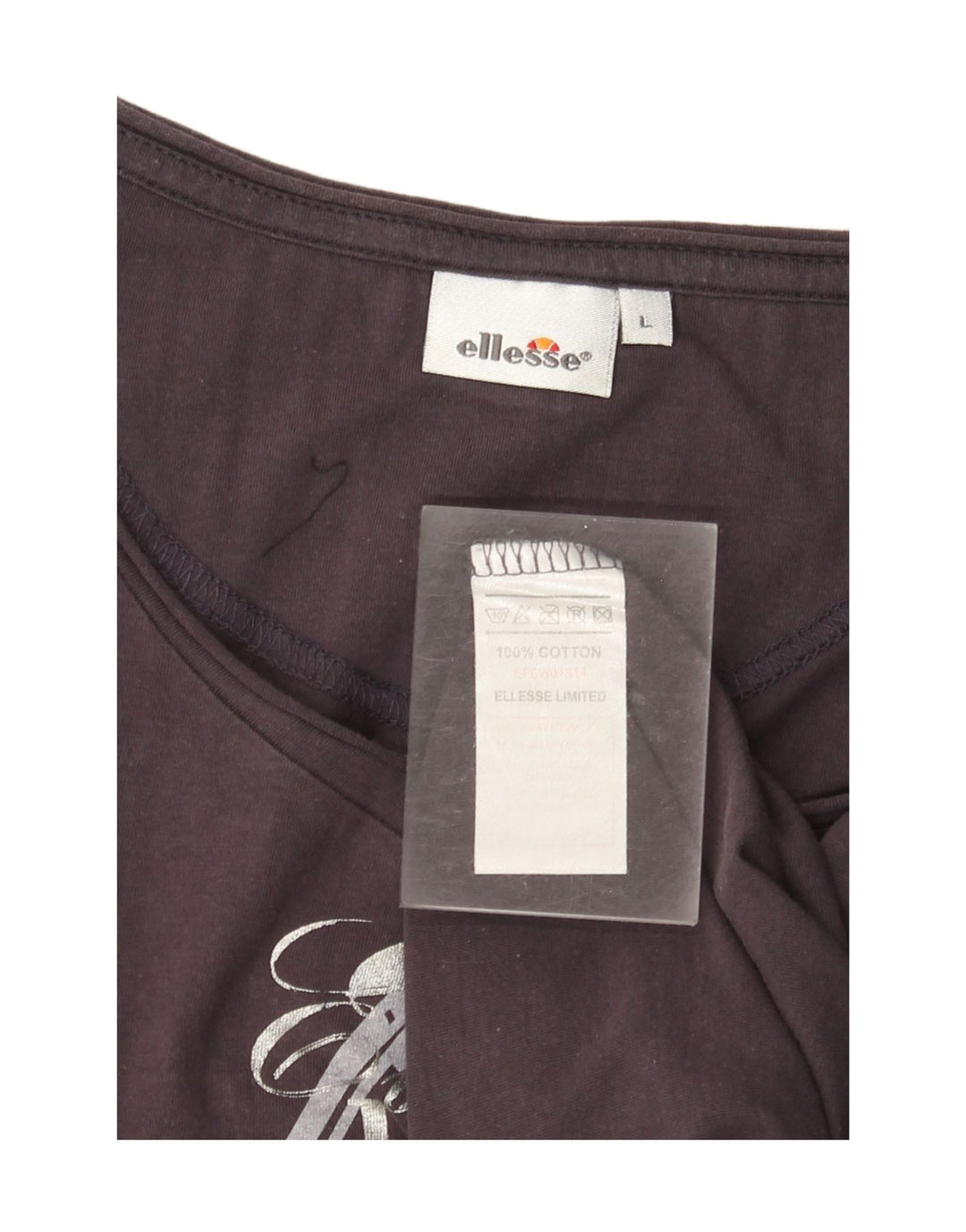 ELLESSE Damen Grafik-T-Shirt-Oberteil UK 14 Large Marineblau Baumwolle